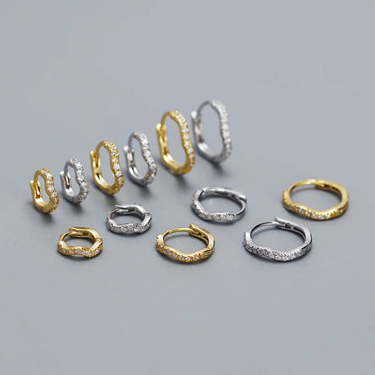 925 Sterling Silver Fashion Statement Gold Wavy Geometry Huggies Hoop Earrings for Women Bohemian Jewelry Ear Buckle Gift