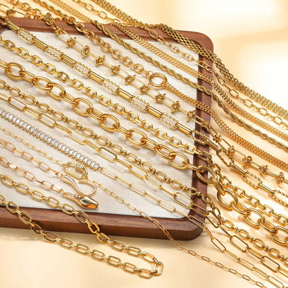 Chunky Gold Plated Link Necklace For Women, Stainless Steel Oval Thick Chain Choker Minimalist Jewelry