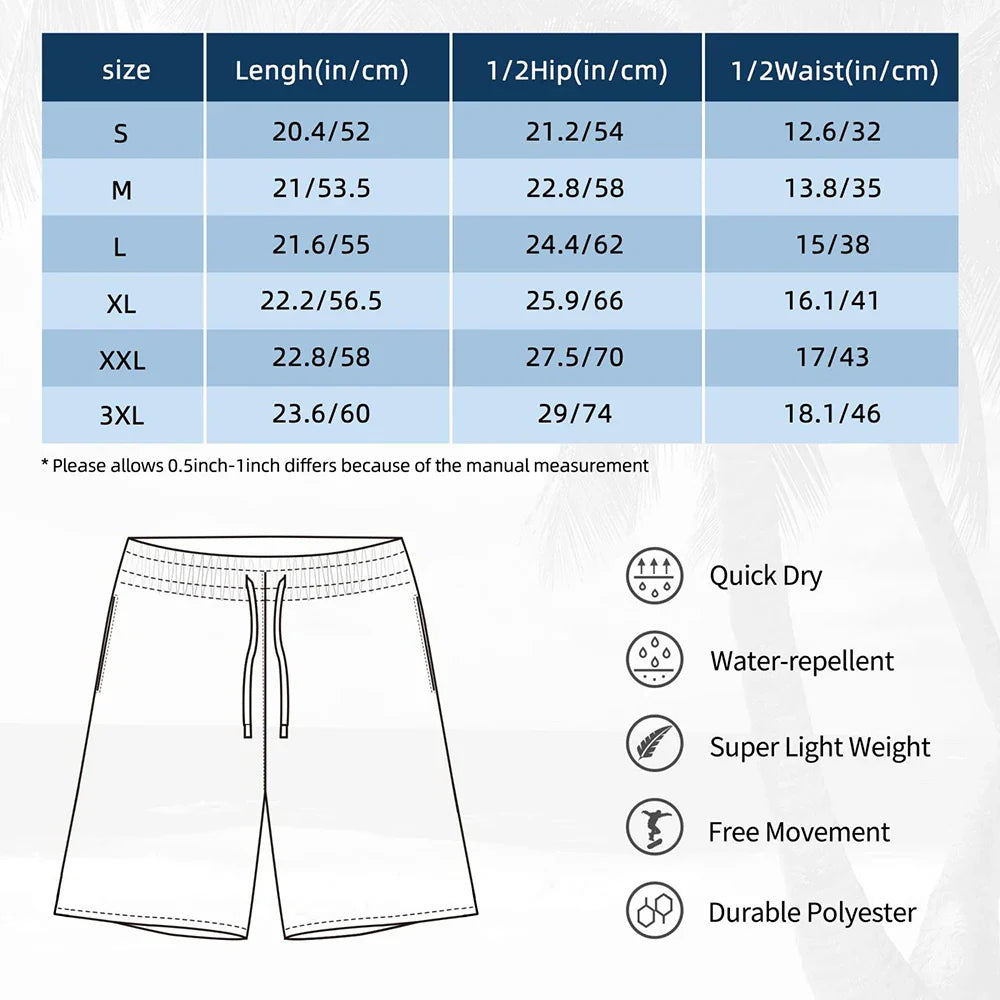 Add Design Board Shorts Summer Custom DIY Made Your Image Hawaii Board Short Pants Men Sportswear Quick Dry Design Swim Trunks