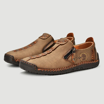 Handmade Leather Men Shoes Casual Slip On Loafers Breathable Leather Shoes Men FlatsTooling Shoes Plus Size