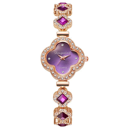 Women Watch Vintage  Set Diamond es Small Green   Wrist  No Box
