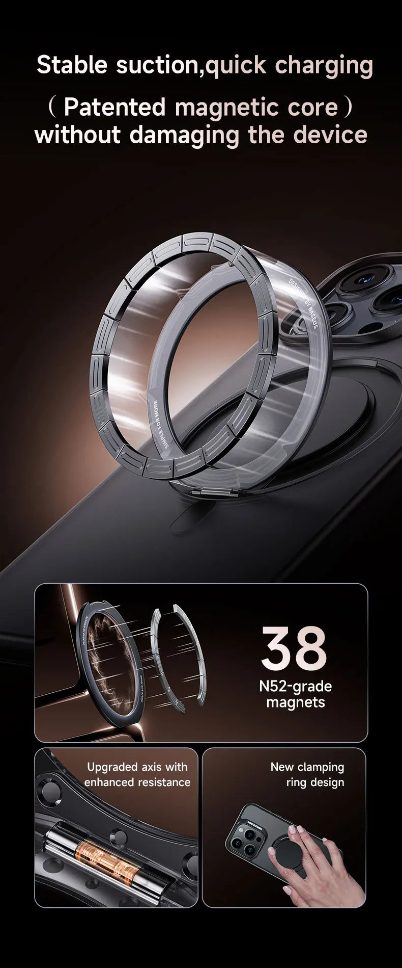 Stand Phone Case For iPhone 16 Pro Max MagSafe Magnetic Case With 360° Rotating Ring Bracket Anti-Drop Protection Cover