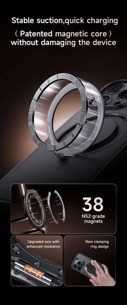 Stand Phone Case For iPhone 16 Pro Max MagSafe Magnetic Case With 360° Rotating Ring Bracket Anti-Drop Protection Cover
