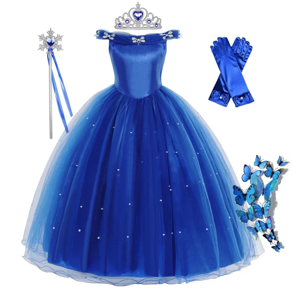 Girls Cinderella Cosplay Costume For Children Baby Girl Kids Halloween Birthday Party Dress Princess Costume