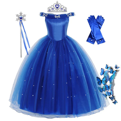 Girls Cinderella Cosplay Costume For Children Baby Girl Kids Halloween Birthday Party Dress Princess Costume