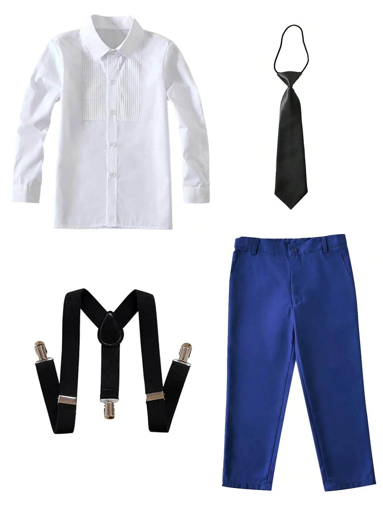 4pcs/set Boys' Suit Set With Pants, Vest, Shirt And Tie School Uniforms