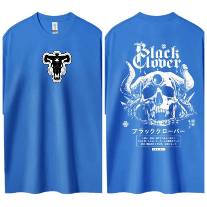 Black Clover T-shirt Men's Pure Cotton Casual  Round Neck T-shirt Short Sleeve Clothing Summer Sports Casual Short Sleeve Top