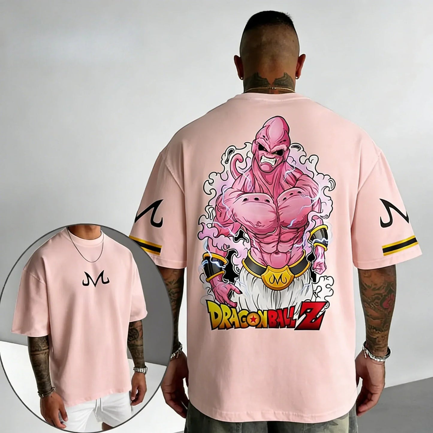 Anime Cotton T-shirt Summer New Majin Buu Printed Men's and Women's Trendy Loose Casual Short Sleeve Top