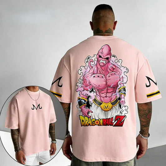 Anime Cotton T-shirt Summer New Majin Buu Printed Men's and Women's Trendy Loose Casual Short Sleeve Top