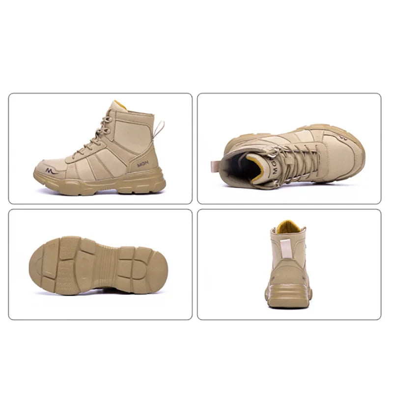 Work Boots Indestructible Safety Shoes Men Steel Toe Shoes Puncture-Proof Sneakers Women Non Slip Work Shoes Male Tactical Boots