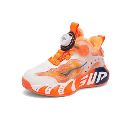 New autumn/winter 2025 children's basketball shoes with waterproof leather surface and training sports shoes for boys and girls