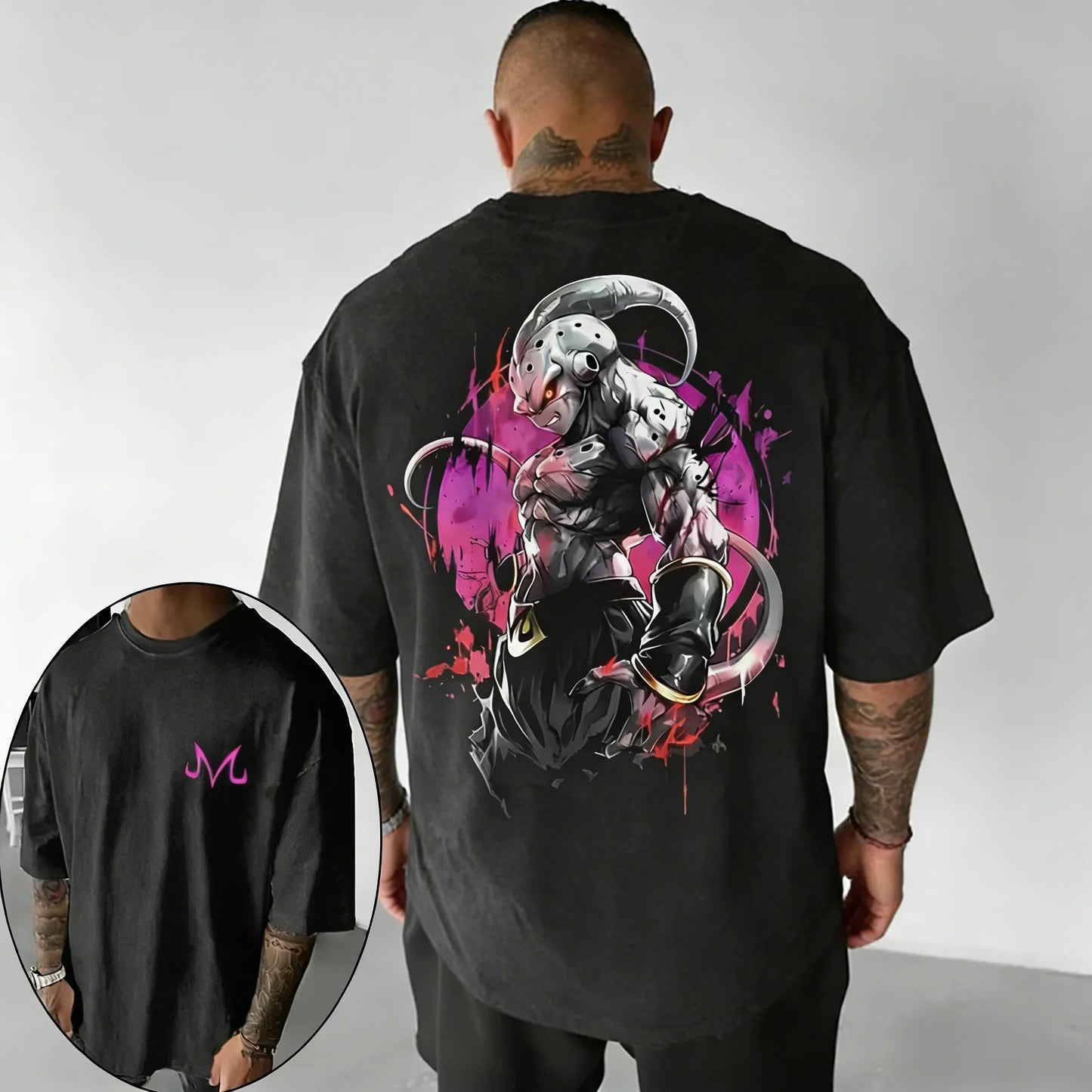 Anime Oversized Cotton T-shirt Summer New Majin Buu Print Neutral Street Hip-hop Loose Casual Short Sleeved Top