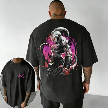 Anime Oversized Cotton T-shirt Summer New Majin Buu Print Neutral Street Hip-hop Loose Casual Short Sleeved Top
