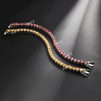 Luxury 3/4/5MM Full Blue Green Moissanite Tennis Bracelet for Men Women S925 Red Pass Diamond Test Bracelets Wholesale Gift