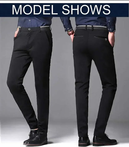 Men‘s Suit Pants Business Office Male Dress Pants Elastic Wrinkle Resistant Big Size Classic Casual Trousers Black Navy Blue