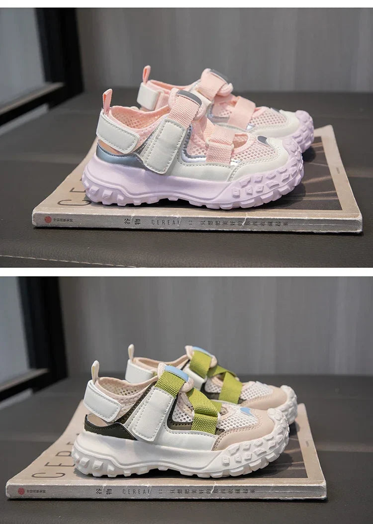Children Sports Sandals 2024 Summer New Girls Mesh Running Shoes Kids Fashion Versatile Princess Sports Shoes Wear-resistant