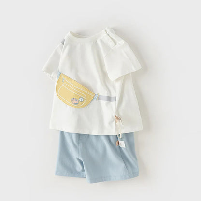 Boy's Suit 2025 New Summer Clothes Children's Short-Sleeved T-shirt Shorts Baby Two-Piece Set Casual Sport DB2240629