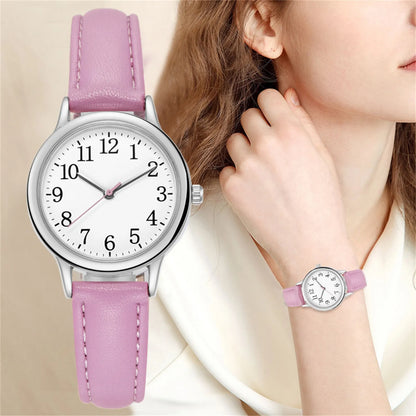 Women Quartz Fine Watch Easy To Read Arabic Numerals Simple-Dial