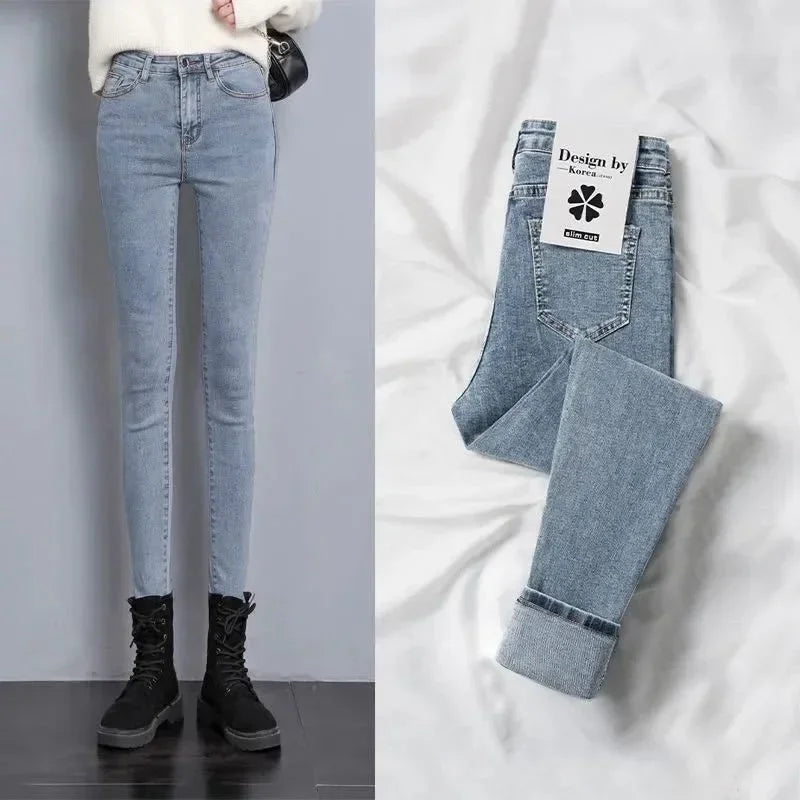 Women Velvet Ankle Length Casual Thick Pencil Pants