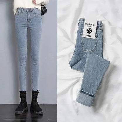 Women Velvet Ankle Length Casual Thick Pencil Pants