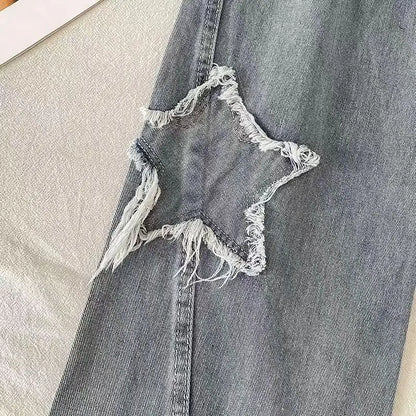 Denim Popular Ins Fashion Korean wIth Star Spring Loose Fitting Jeans