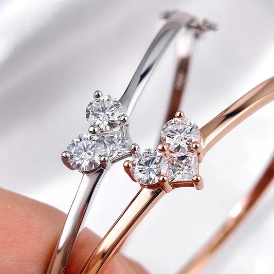 14K Plated Certified All Moissanite Bangles for Women Gems Lab Diamond Luxury Jewelry S925 Sterling Silver Shani Abergel