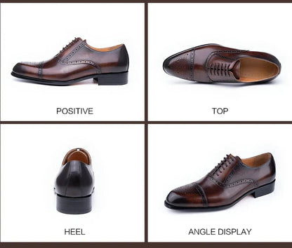 Luxury Mens Leather Wedding Shoes China Factory Hot Selling Handmade Genuine Men Formal Dress Shoes Lace-Up Classic Brogue Shoe