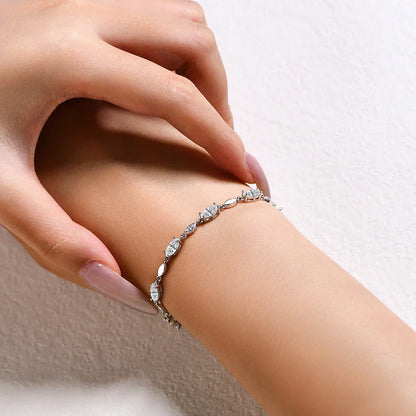 Marquise Round Cut Moissanite Tennis Bracelets D VVS1 Real S925 Silver for Women Man Passed Diamond Tester Jewelry Gift