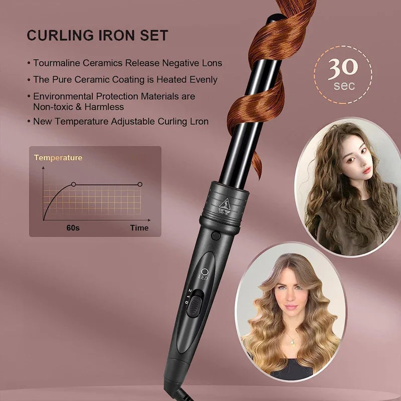 PTC Heating Multi-function Rotary Curling iron 5 in 1 interchangeable Curling tool Quickly heating ceramic barrel curling iron