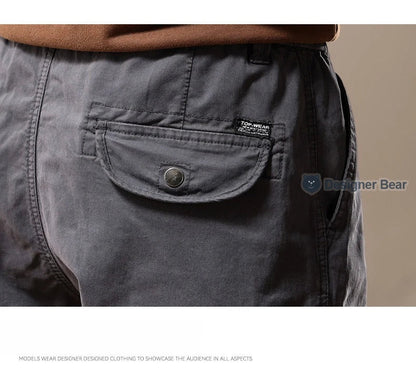 Brand Clothing 2026 Spring Summer Men's Baggy Cargo Pants Multi-Pocket Work Joggers Casual Cotton Tapered Trousers Long Pants