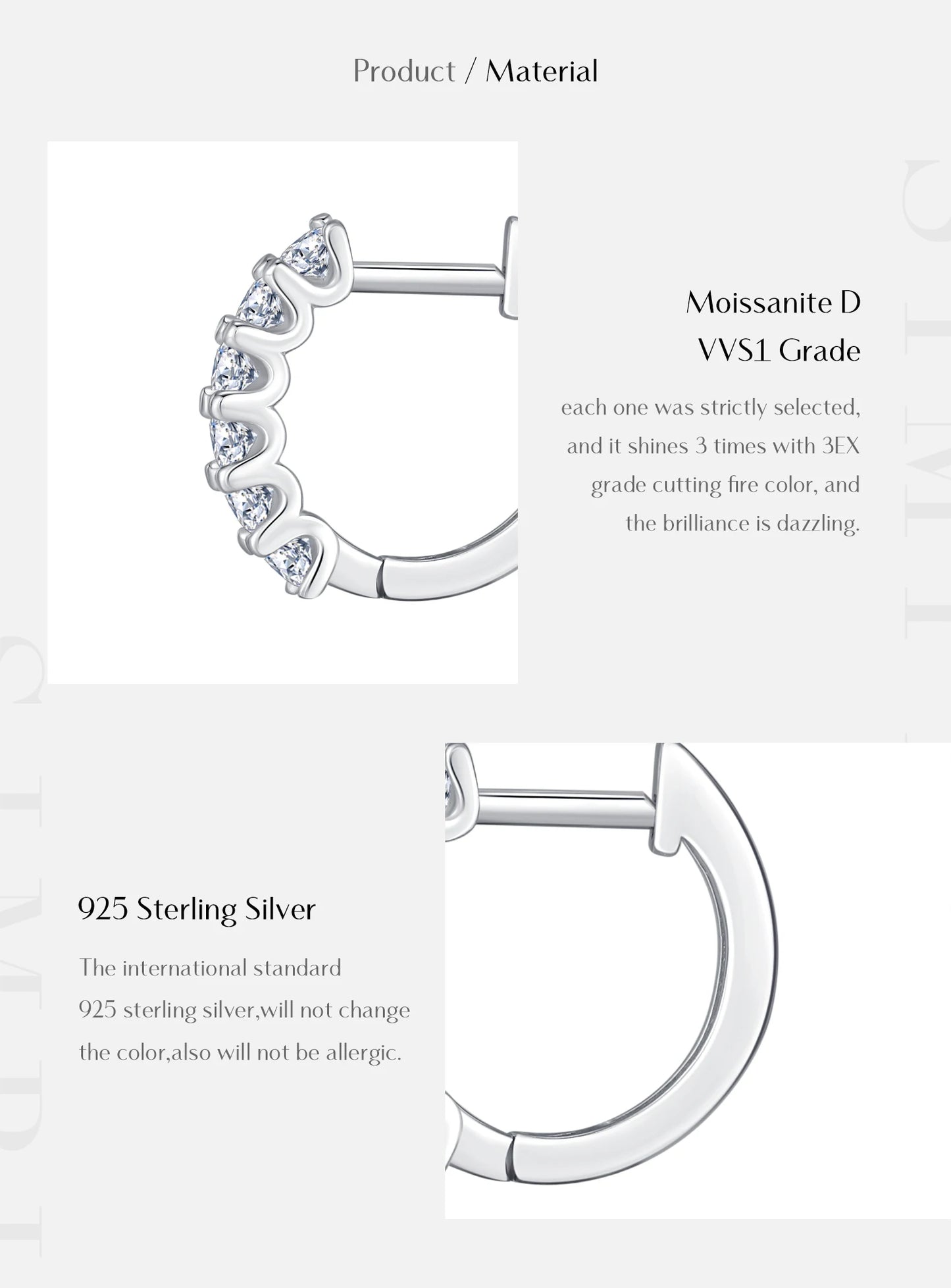 Moissanite Small Hoop Earrings 925 Sterling Silver Hollow Sparkling Ear Buckles For Women Wedding Fine Jewelry