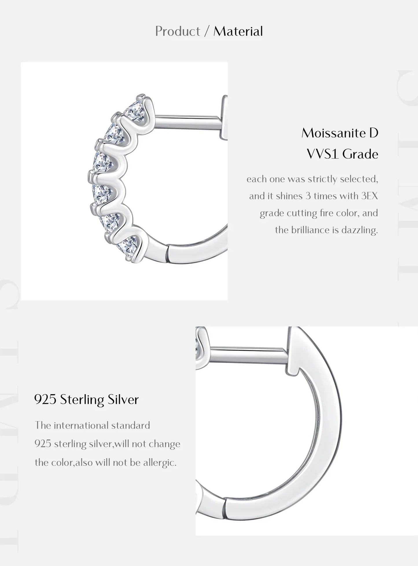 D Color Moissanite Small Hoop Earrings 925 Sterling Silver Hollow Sparkling Ear Buckles For Women Wedding Fine Jewelry
