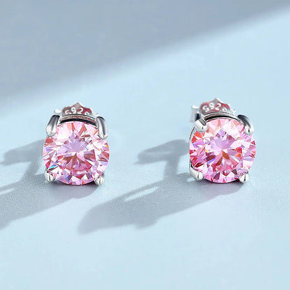 4-claw Real Moissanite Stud Earrings for Women 925 Sterling Silver Earring White Pink Red Green Color Diamond EarringCertified