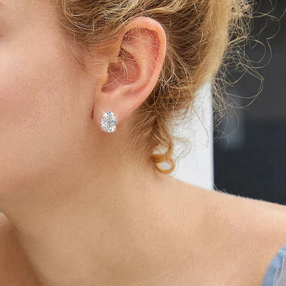 Rose Gold 1-4CT Oval Cut Moissanite Stud Earrings for Women Girls Jewelry Lab Diamond Classic Earring Pure S925 Silver