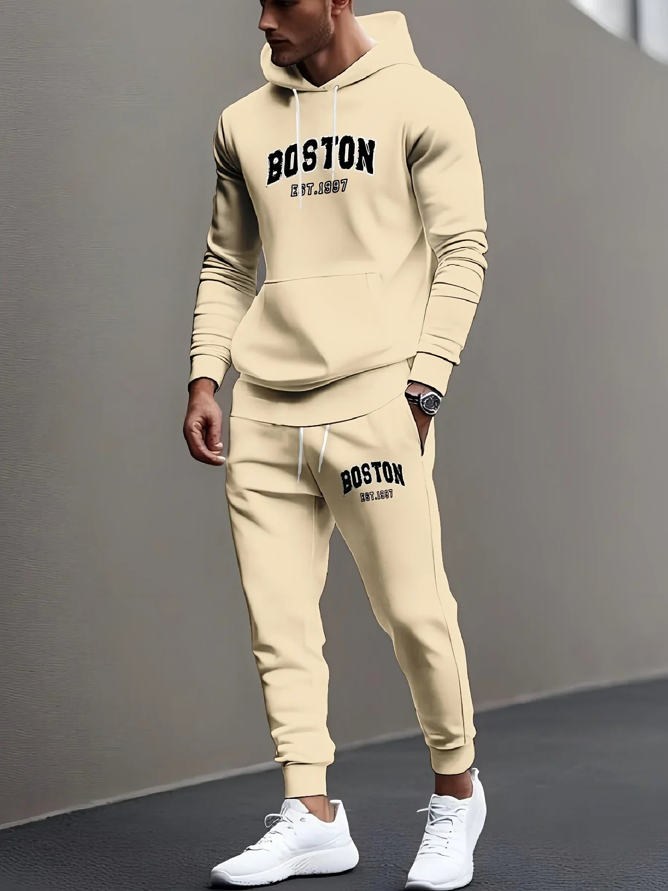 2026 Men's Printed Cotton Hoodie Pants Set Autumn/Winter Men's and Women's Set Fashion Casual Hip Hop High Quality Hoodie Suit