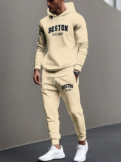 2026 Men's Printed Cotton Hoodie Pants Set Autumn/Winter Men's and Women's Set Fashion Casual Hip Hop High Quality Hoodie Suit