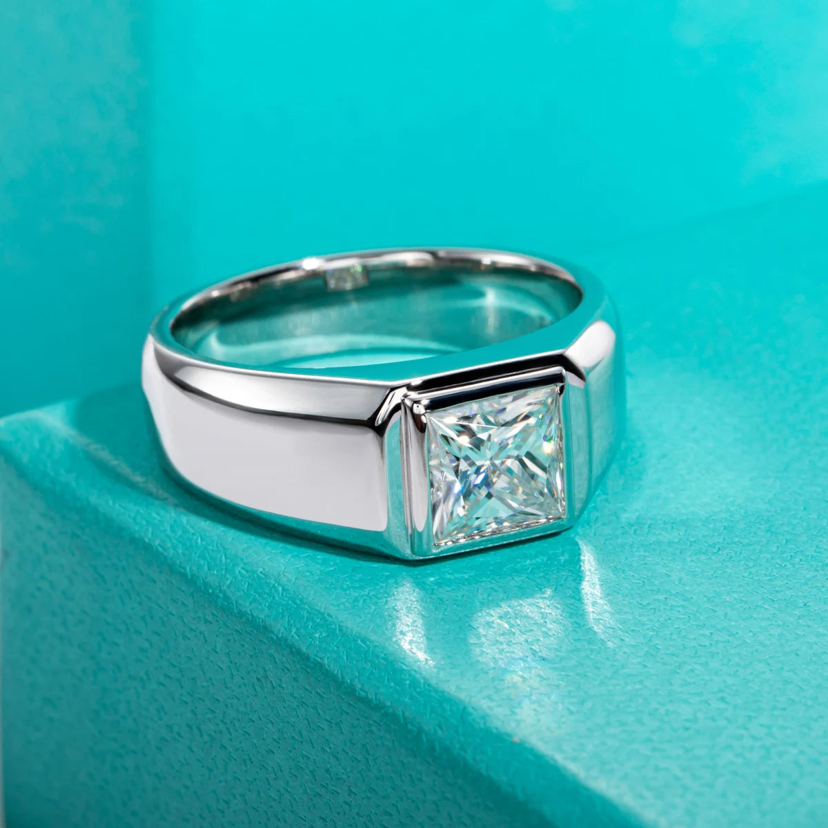 2ct  Princess Cut D Color Moissanite Engagement Men Ring Gold Plated S925 Silver Luxury Rings For Men Jewelry Wholesale
