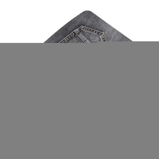 2022 Autumn Spring Fitted Straight Stretch Denim  Classic Style Badge Youth Men's Business Casual Jeans Trousers
