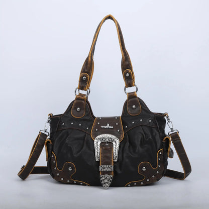 Women Handbag Stitching Leopard Top-handle Shoulder Bag PU Dumpling Pack Multi-pockets Shoulder Bags Phone Money Pack