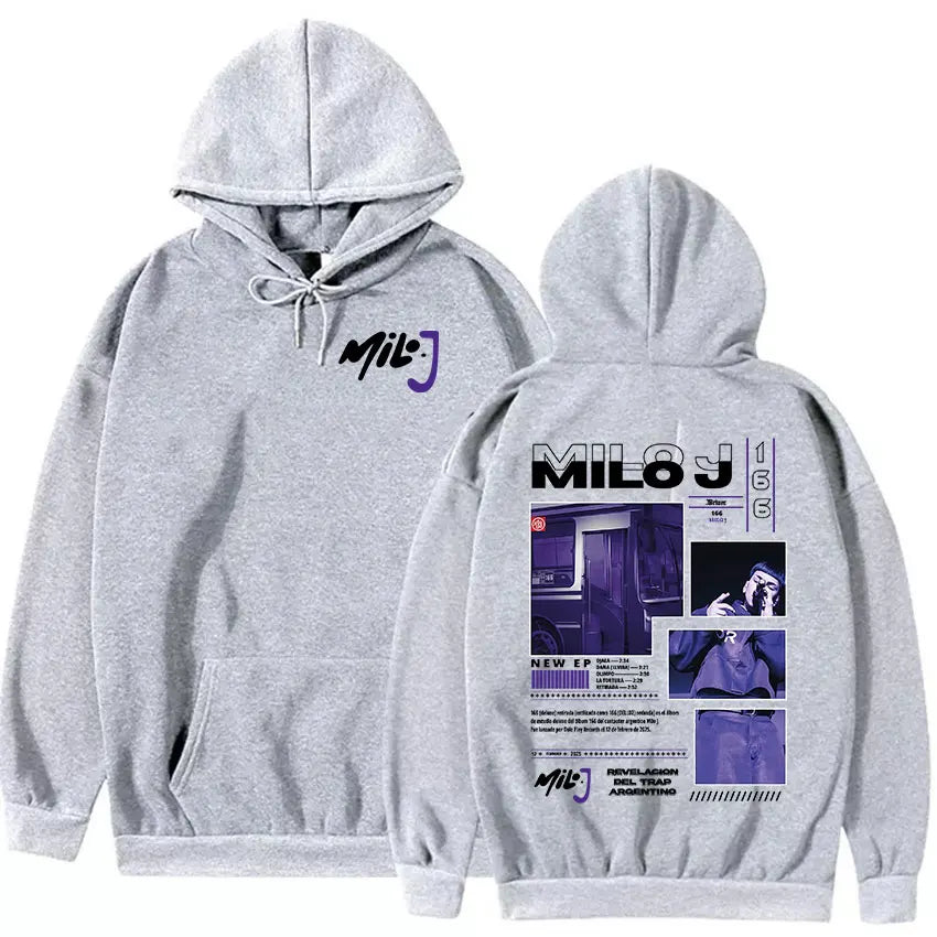 Rapper Milo J 166 Tour 2025 Album Graphic Hoodie Men Hip Hop Gothic Long Sleeve Sweatshirts Vintage Oversized Hoodies Streetwear