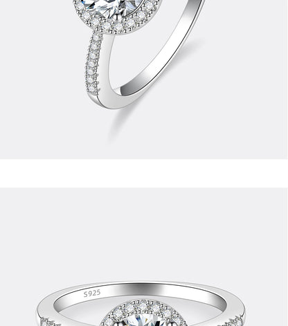 Moissanite Ring For Women S925 Pure Silver Plated 18K White Gold Round Diamond Proposal Wedding High-end Jewelry