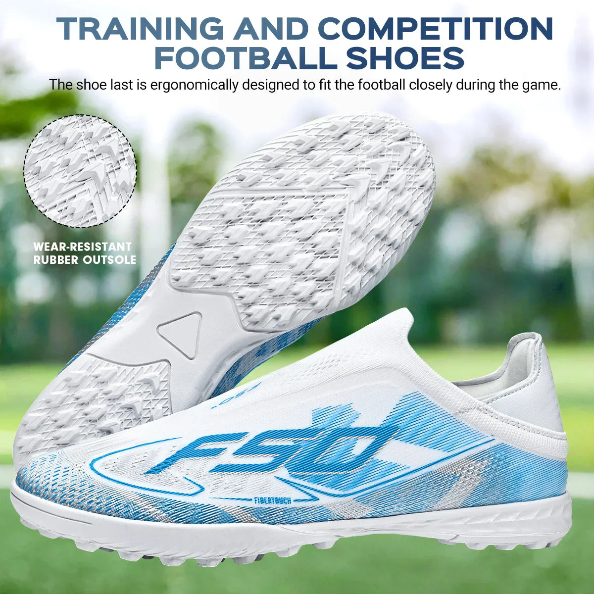 TF Football Shoes Kids Boys Girls PU Upper Durable Rubber Sole Anti-slip Wear-resistant Training Sneakers