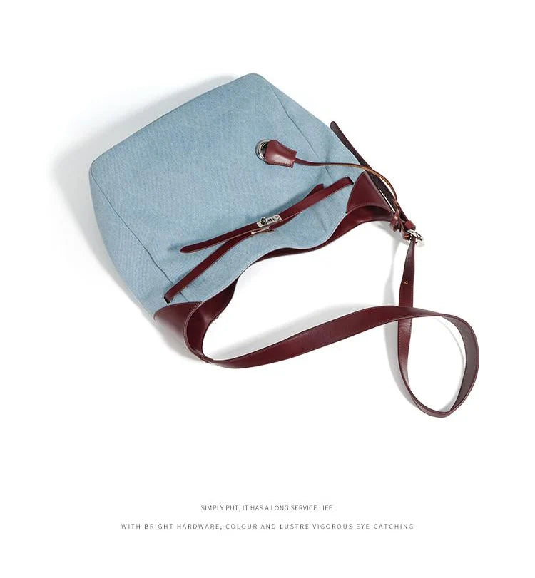 Women Fashion Denim Shoulder Bag Large Capacity Handbag Tote Hobo for Lady