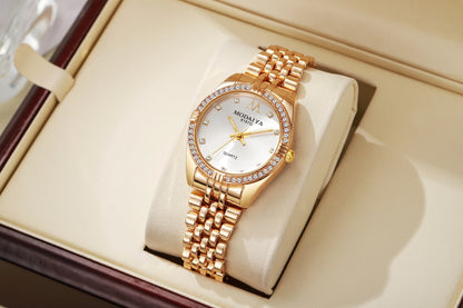 Women Watches Luxurious Quartz Sparkling Rhinestone Dial Dress Wristwatches for Ladies Relogio Feminino