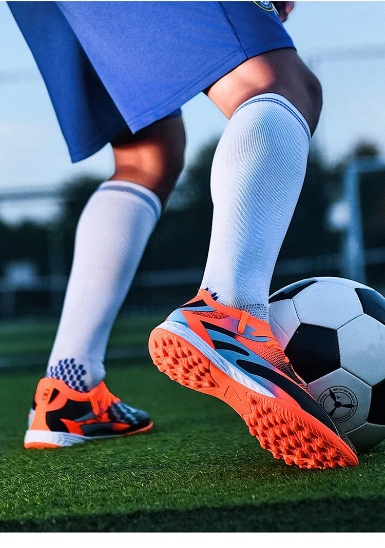 Professional Long Spikes Football Field Cleats Men Women Trend Pink Soccer Shoes Society Man Trainers Futsal Sneakers Size 33-46