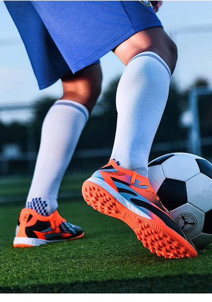 Professional Long Spikes Football Field Cleats Men Women Trend Pink Soccer Shoes Society Man Trainers Futsal Sneakers Size 33-46