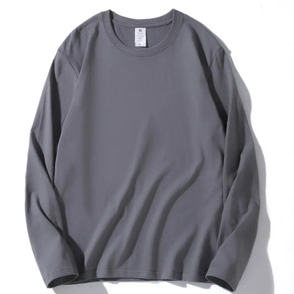 2026 Autumn Women Leisure Cotton Daily Long Sleeve Tops Lady Versatile Round Neck Baggy Clothes Female Concise Solid T-shirts