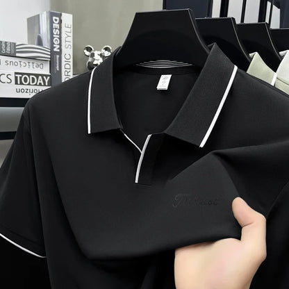 New Brand Men's Summer Short Sleeve Polo Shirt Lapel Exquisite Print Short Sleeve T-Shirt Fashion Casual Business Men's Clothing