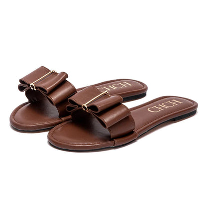 Women's Flat Shoes New Summer Bow Casual Slippers Black Commuting Women's Shoes