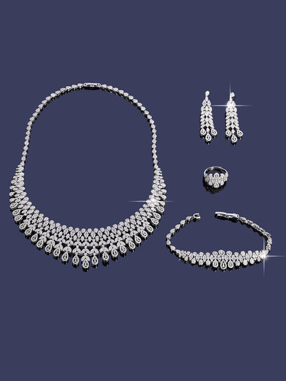 New Dubai High Quality Jewelry Sets Leaf Design Bridal Necklace Earring Set AAA Cubic Zirconia femme Ladies Wedding Accessories